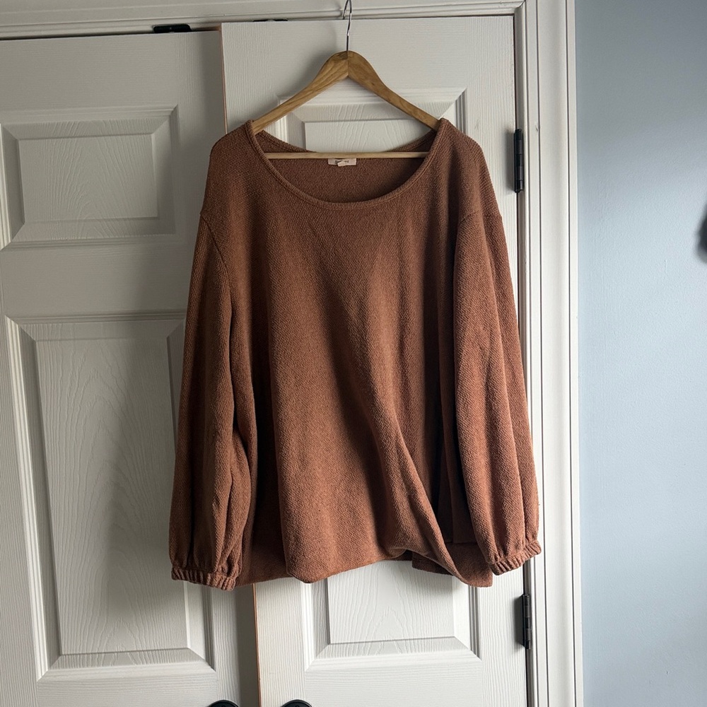 Pleione Warm Tan Crew Neck Sweater